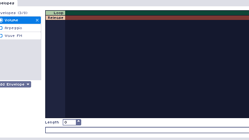 Editing the volume envelope of an instrument Animated image of a volume envelope being drawn in the instrument editor